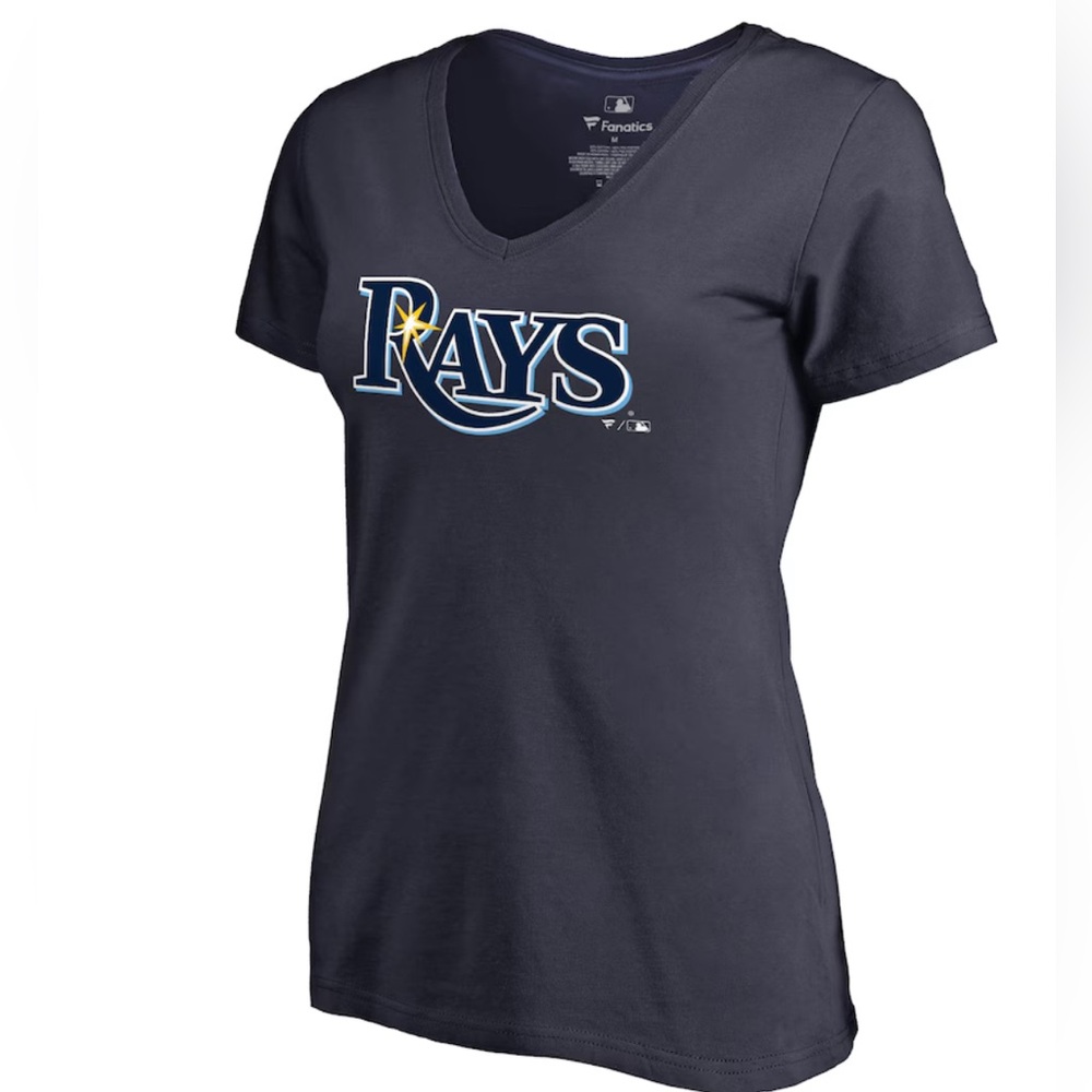 NWT Tampa Bay Rays Women’s Navy V-Neck Top Size Medium 100% Genuine Merchandise
